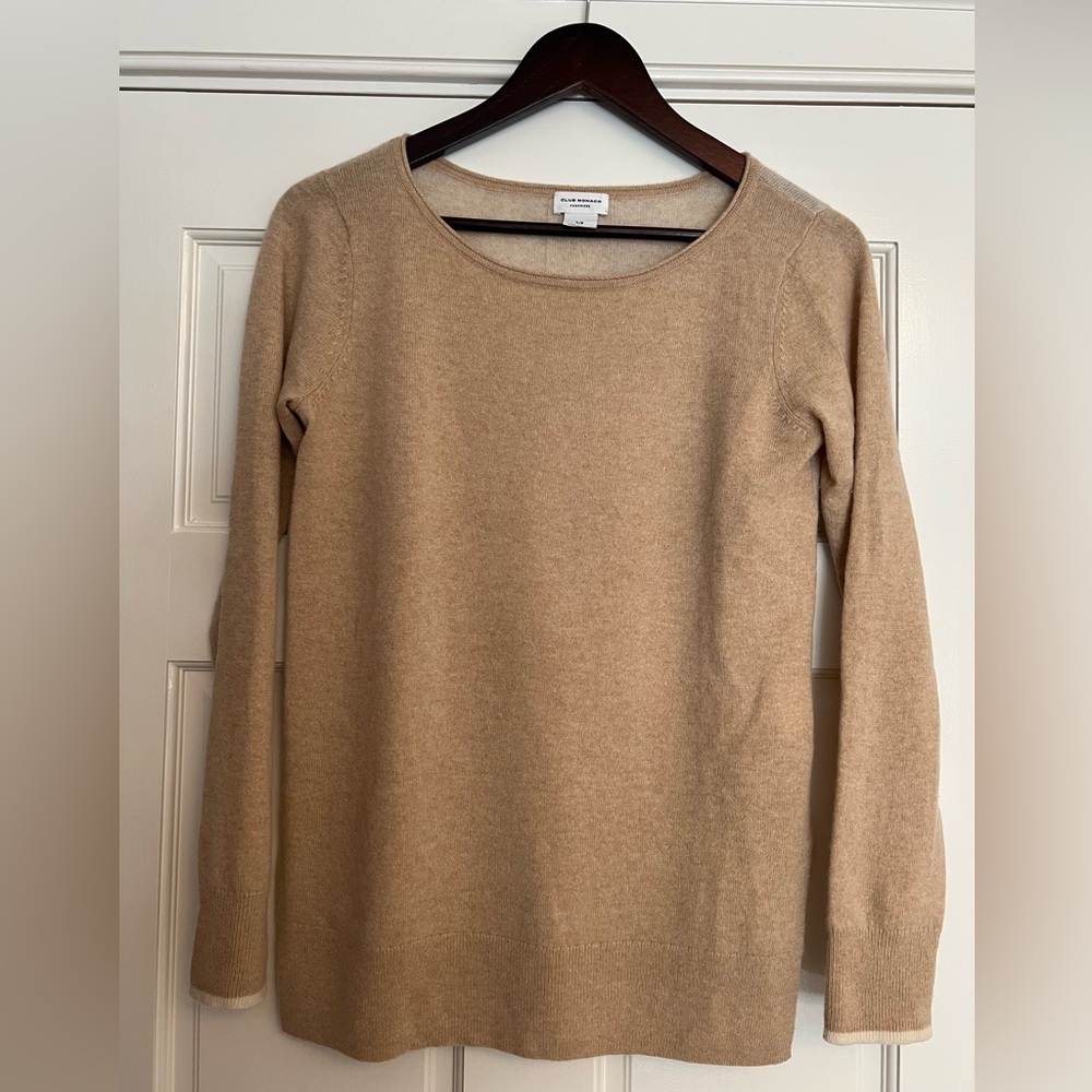 Club Monaco Tan Color Block Cashmere Sweater